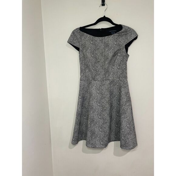 French Connection‎ Womens 4 Black & White Fast Powdered Pepper Flare Dress - Picture 2 of 7